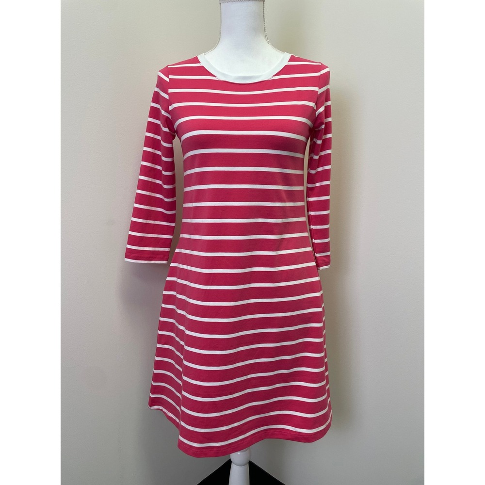 NEW Cape Madras  Pima Cotton A-Line Dress XS Pink White Striped